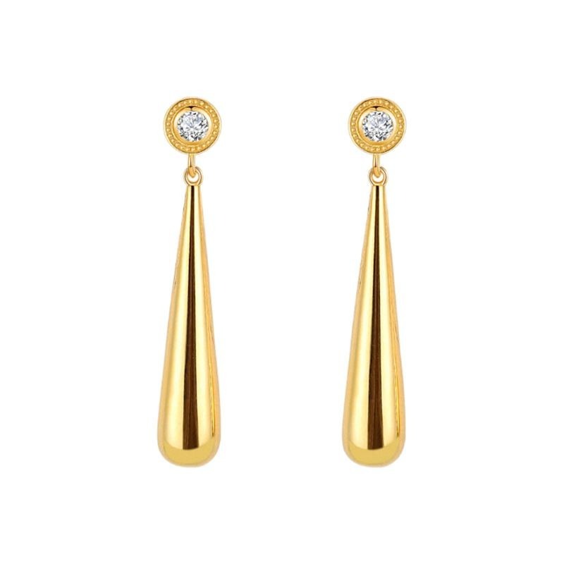 Fashionable Teardrop Long Earrings with Cubic Zirconia DS4783