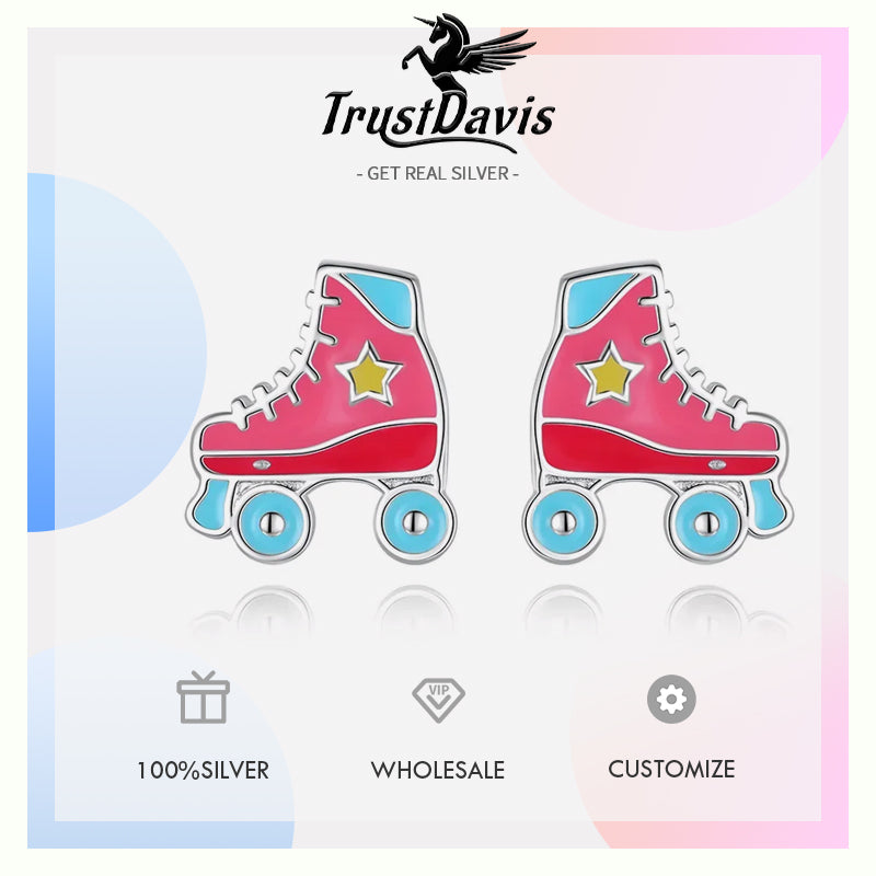 Glaze Roller Skates Fine Stud Earrings DK037