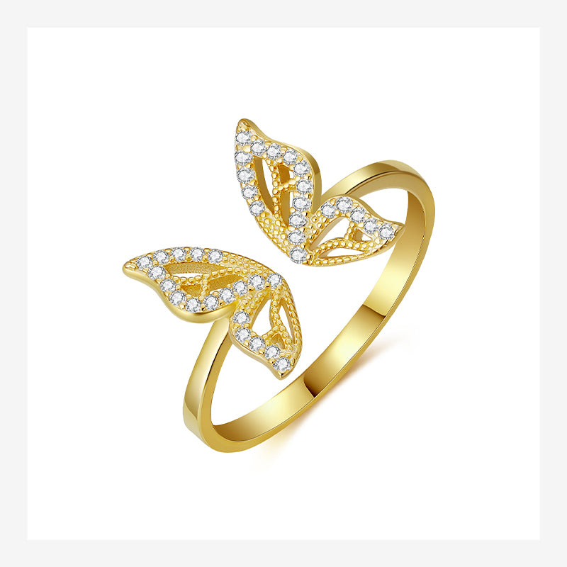 Trustdavis Genuine 925 Sterling Silver Insect Butterfly Opening Ring For Women Wedding Valentine's Day Fine S925 Jewelry DA2744