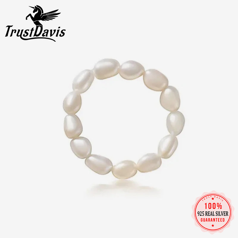 Sweet Irregular Pearl Elastic Rings DA2196