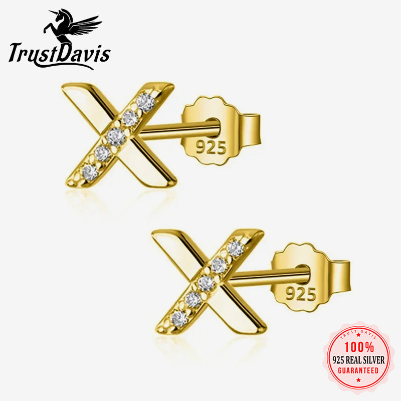 Fashion Sweet Letter X CZ Charm Stud Earrings DS1101