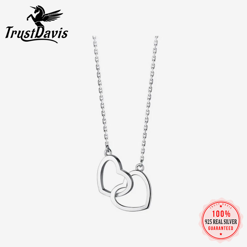 Sweet Romantic Double Heart Clavicle Necklace DA2592