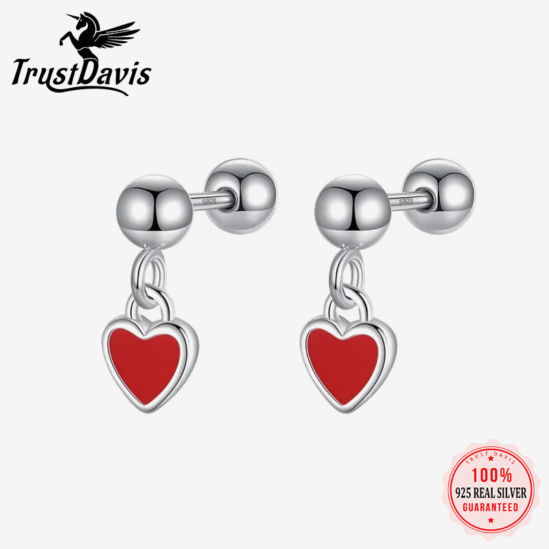 Heart Dangle Screw Stud Earrings DA2734