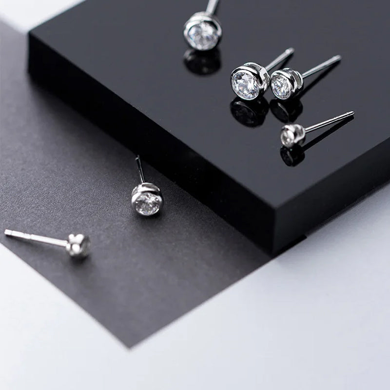 Kids Earring 4mm 5mm 6mm Round Dazzling CZ Stud Earring DT55
