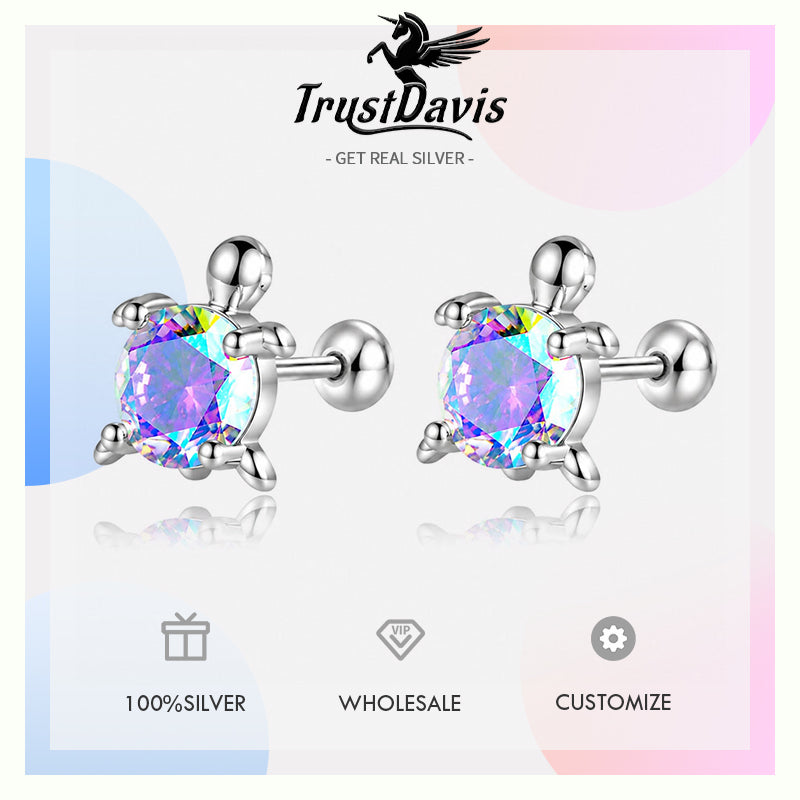 Fashion Tortoise CZ Screw Stud Earrings DF2019