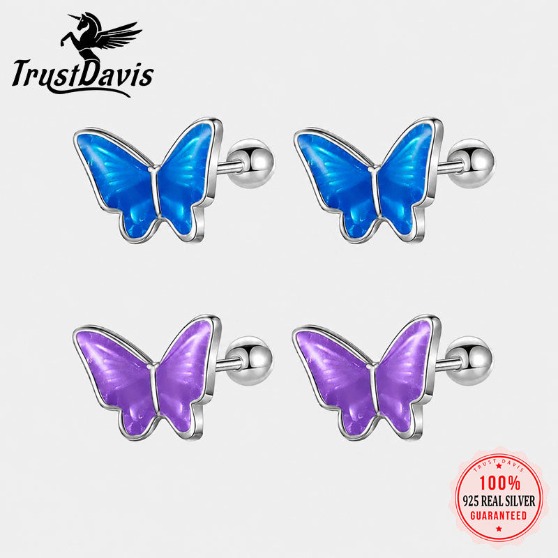Colour Glaze Insect Butterfly Screw Earrings DF327