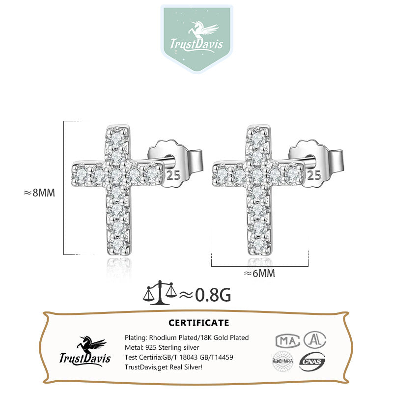 Cross Black Stud Earrings DA129