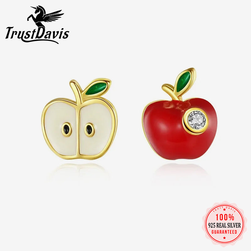 Fashion New Fruit Asymmetric Apple Stud Earring DB114