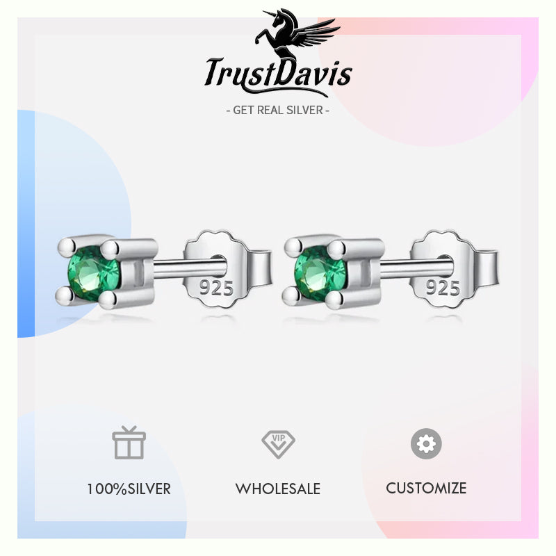 Fashion Mini Square Green CZ Stud Earrings DA2297