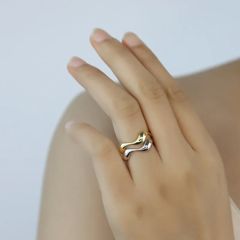 Irregular Waves Opening Finger Ring DA1002