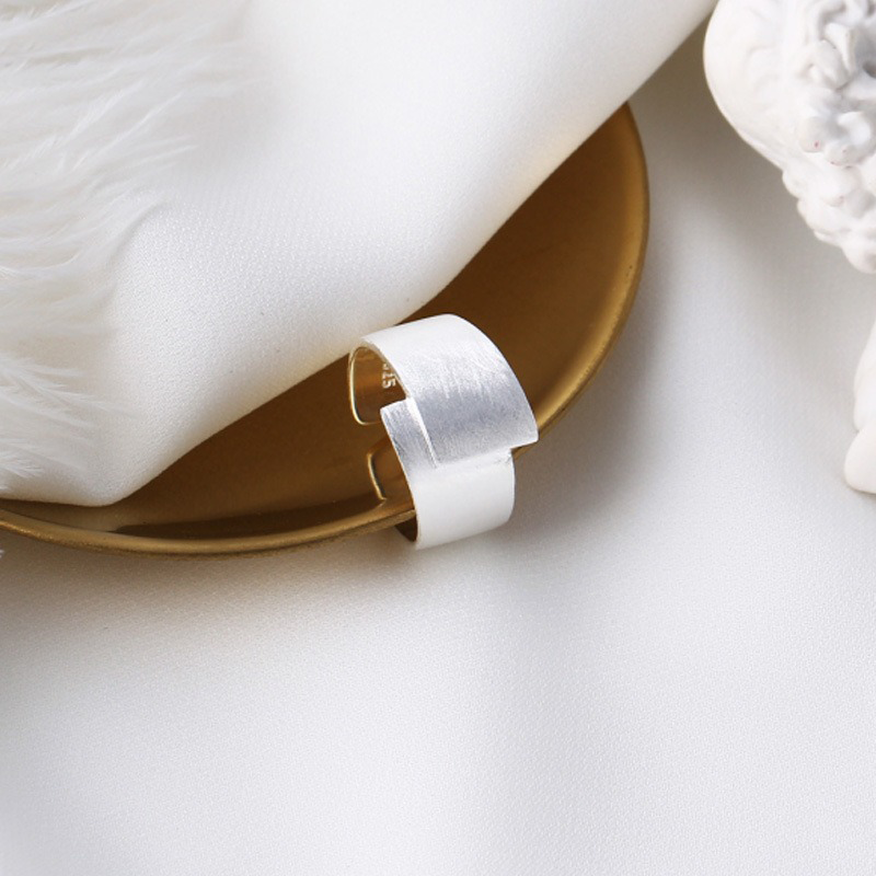 TrustDavis Real 925 Sterling Silver Korean Minimalist Brushed Open Ring for Women Girls Fine Jewelry Gift DS4780