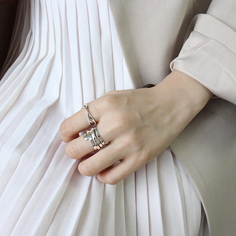 TrustDavis Real 925 Sterling Silver Faishable and Minimalist Multi-layered Wrap Ring for Women Girls Fine Jewelry Gift DS4777