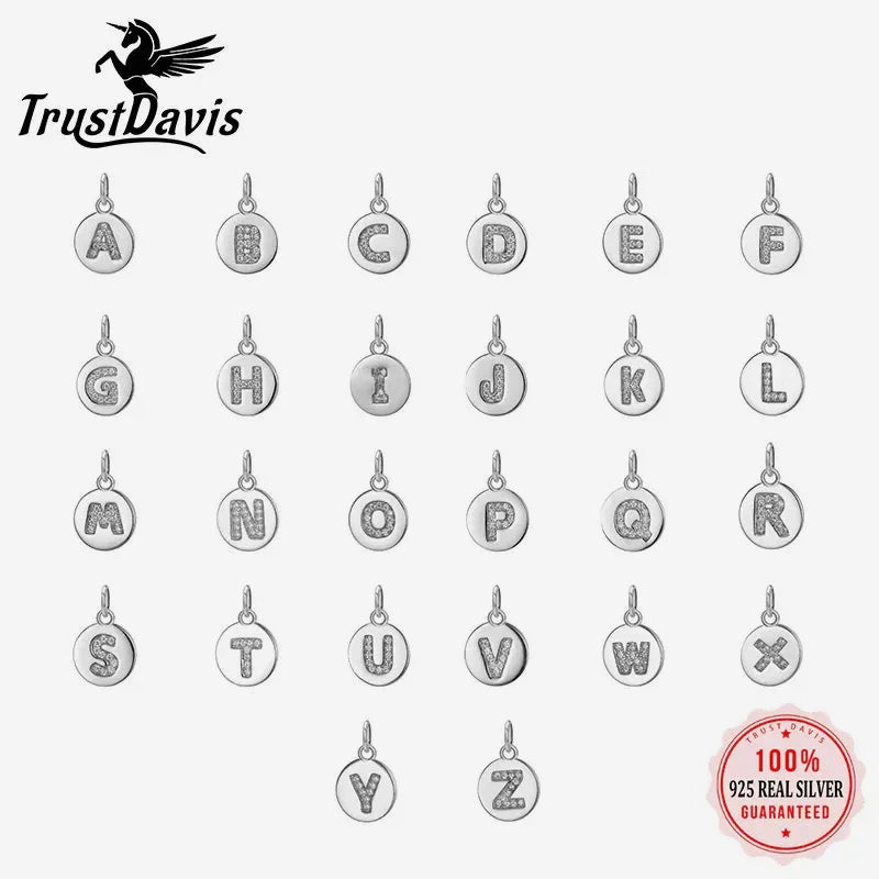 Simple Round 26 Letters Cz Pendant Diy Accessories DG0114