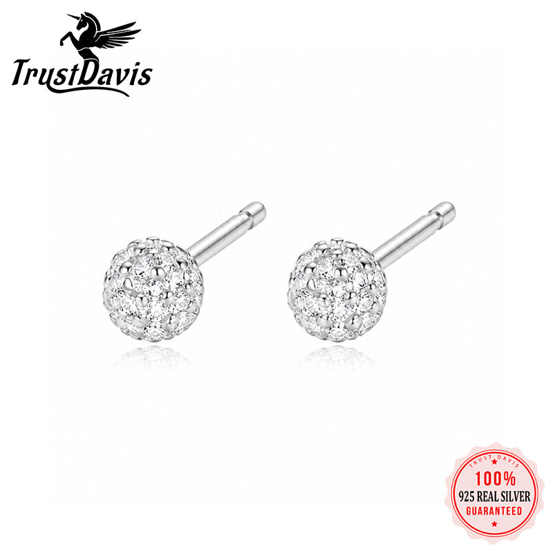 Round and Bow Zircon Stud Earrings DS4914