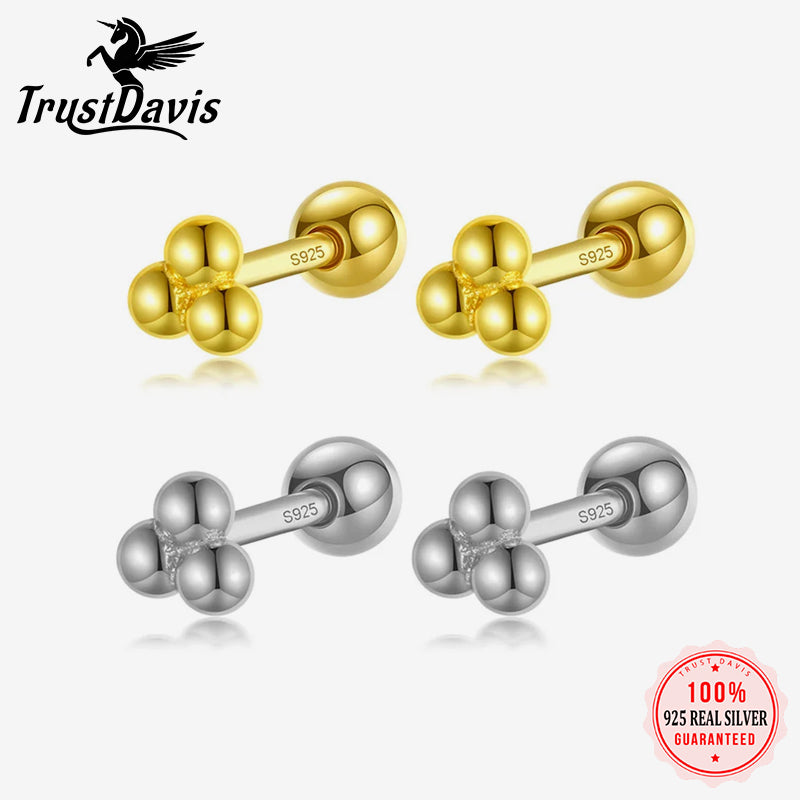 Triangle Beads Screw Stud Earring  DA2780