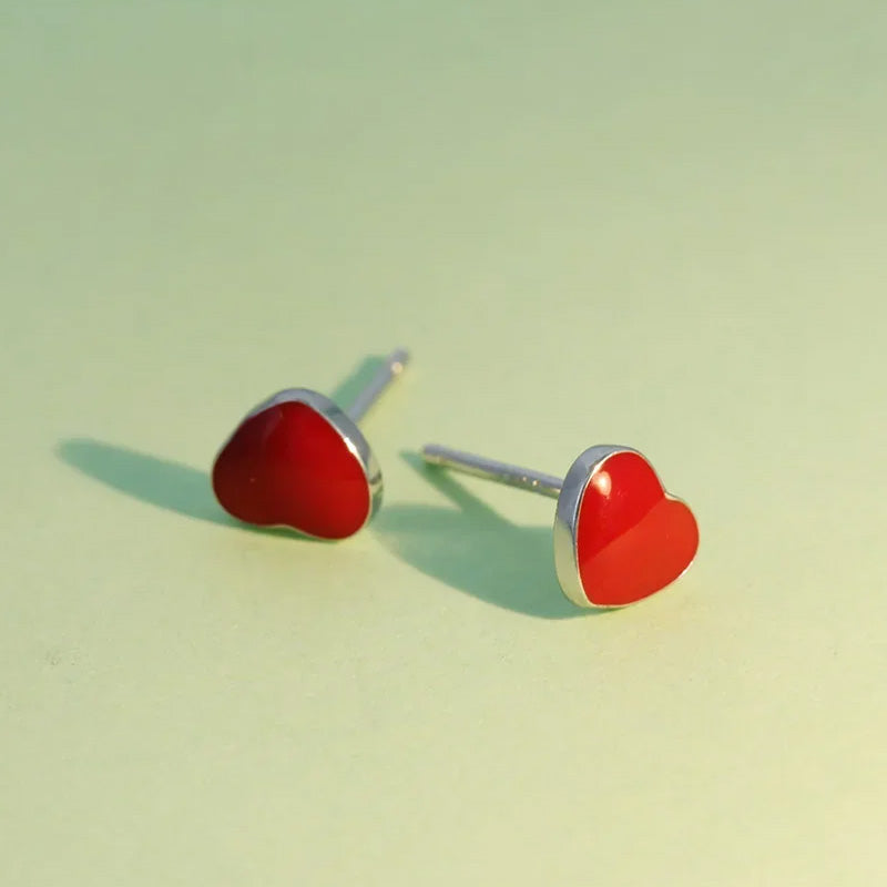 Tiny Red Love Footprints 5mmX6mm Stud Earrings DS122