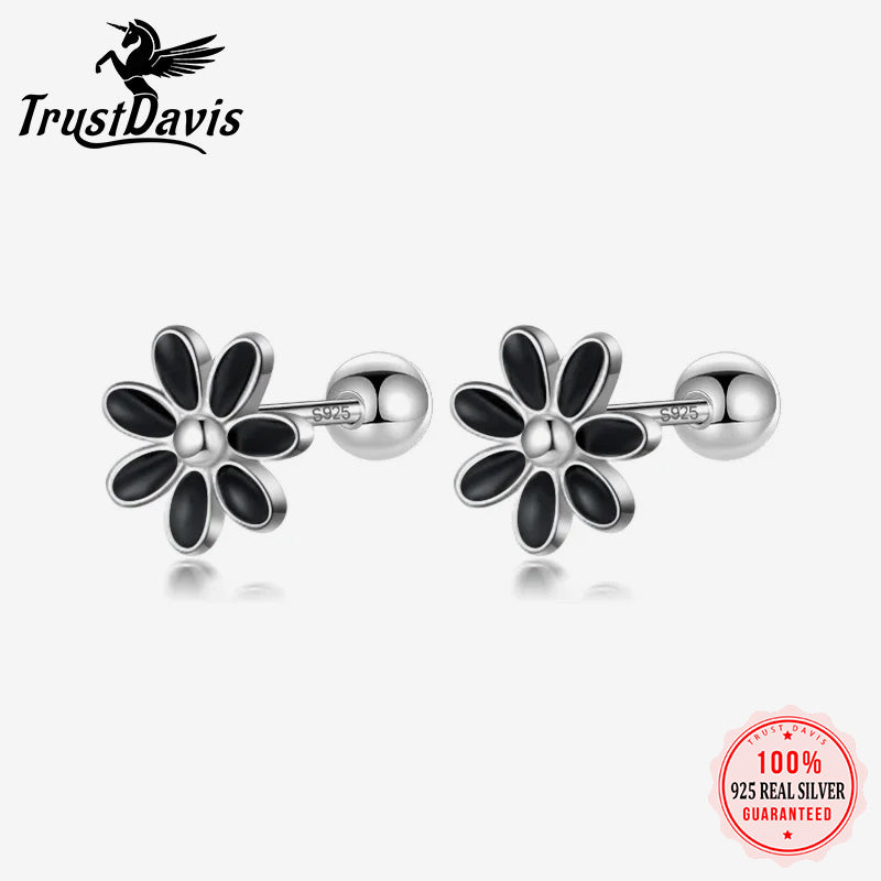 Fashion Sweet Glaze Flower Screw Stud Earrings DB140