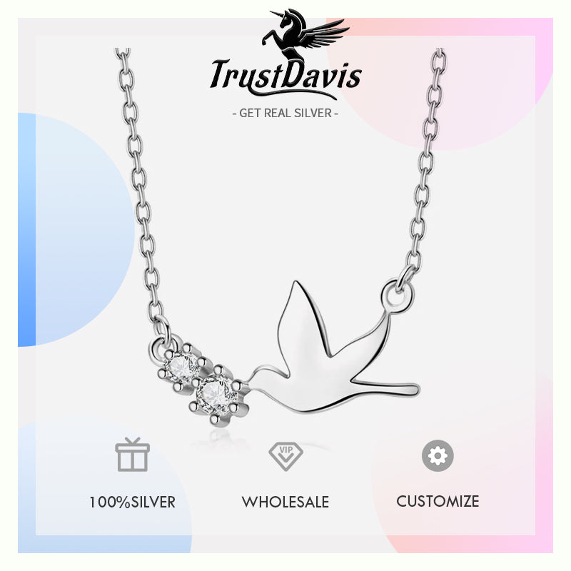 Fashion Sweet Dove CZ Collarbone Necklace DS965