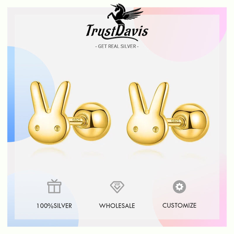 Fashion Sweet Animal Rabbit Screw Stud Earrings DA2628