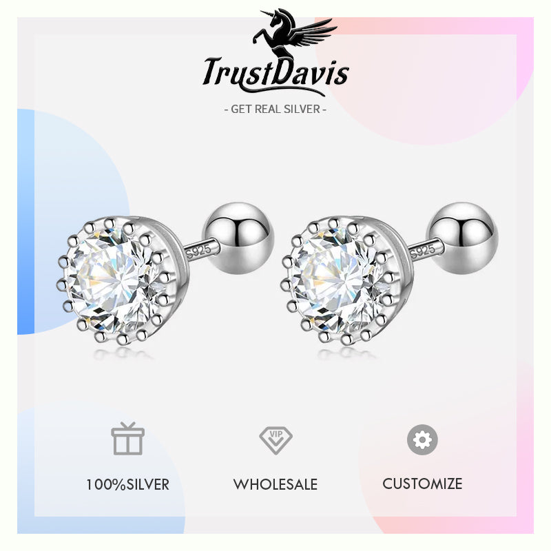 Minimalist  Zircon Screw Stud Earrings DS3503