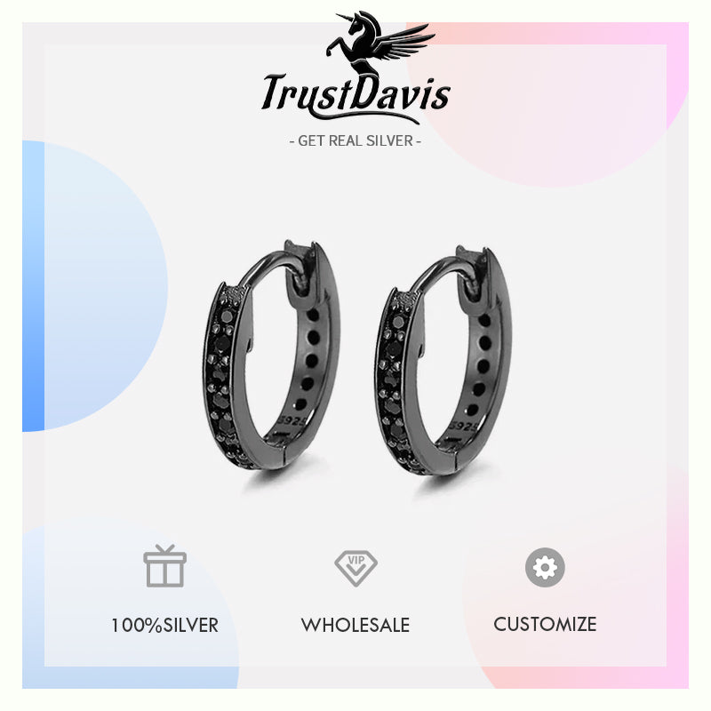 Fashion Gothic Black CZ Hoop Earrings DA2485