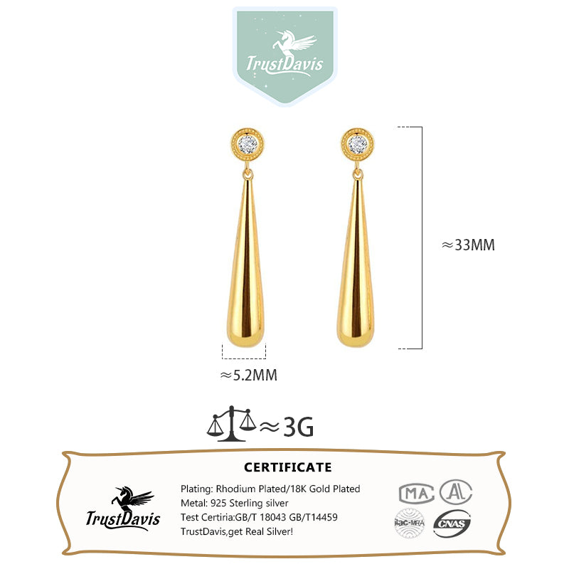 Fashionable Teardrop Long Earrings with Cubic Zirconia DS4783