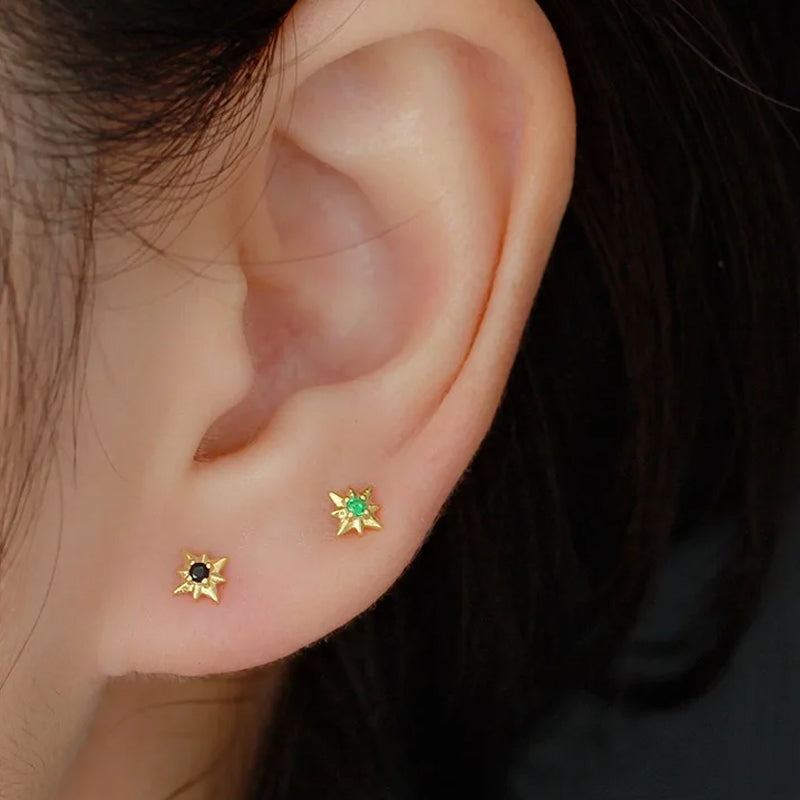 Color Rectangle Flower Star Screw Stud Earrings DG0200