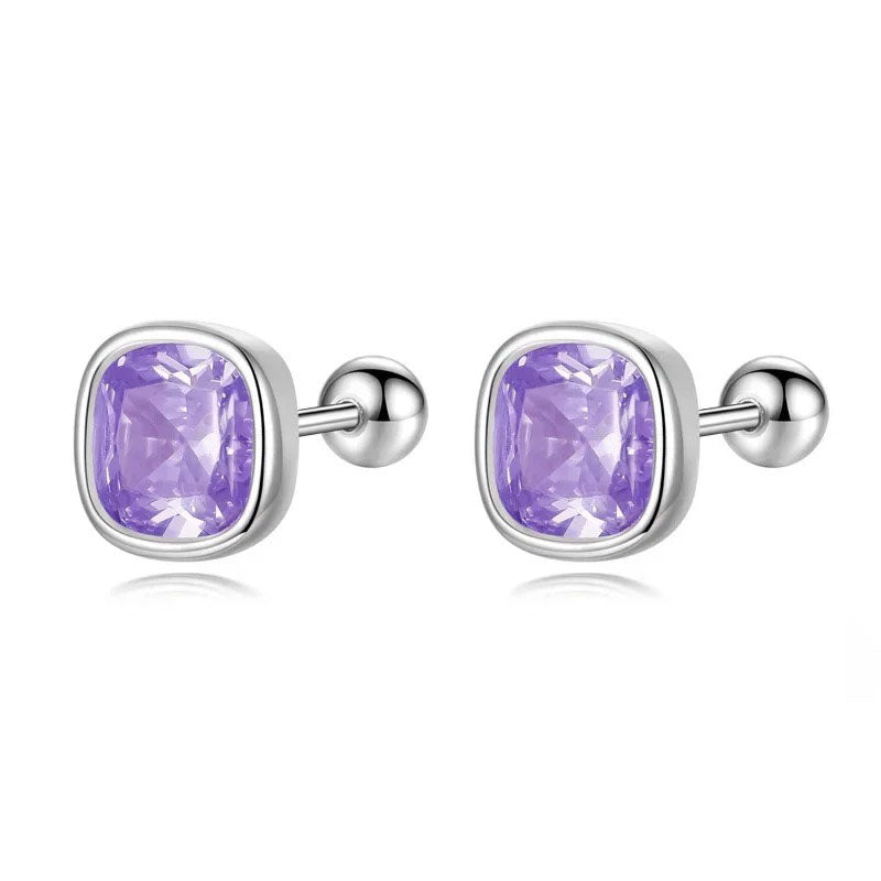 TrustDavis Real 999 Sterling Silver Sweet Geometric CZ Screw Stud Earrings for Women Girls Birthday Fine Jewelry DS4052