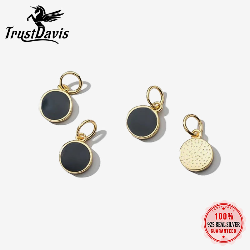 Fashion Black Glaze Round Charm Pendant Handmade DIY Accessories Jewelry HY105