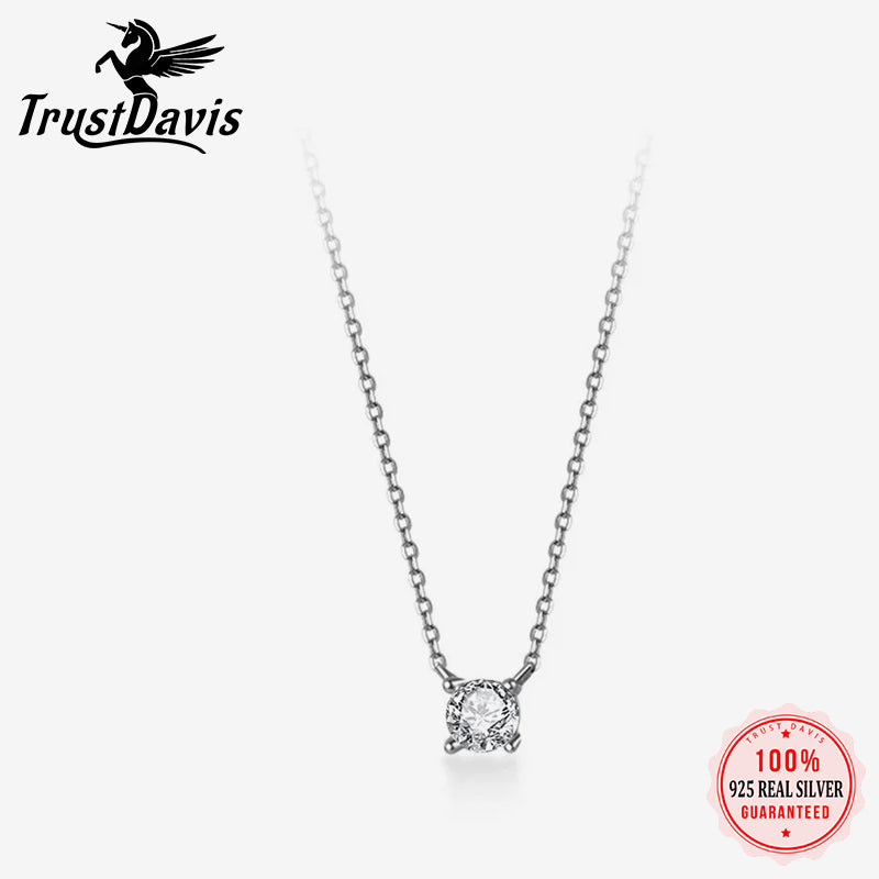 Sweet Geometric Square CZ Pendant Clavicle Necklace DA1991