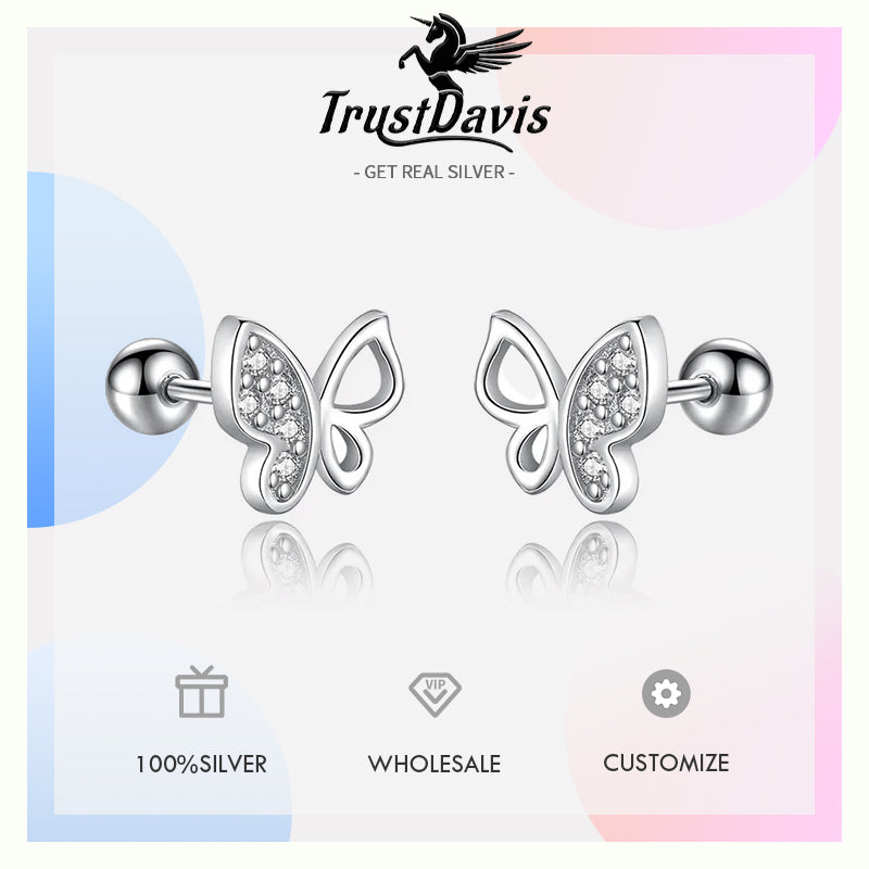 Fashion Insect Butterfly CZ Screw Stud Earrings DB1156