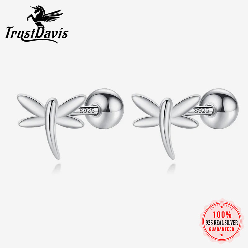 Cute Insect Dragonfly Screw Stud Earrings DG0179