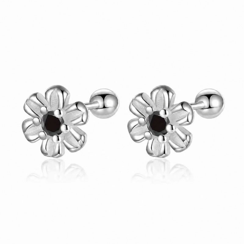 Fashion Flower Zircon Screw Stud Earrings DF2101