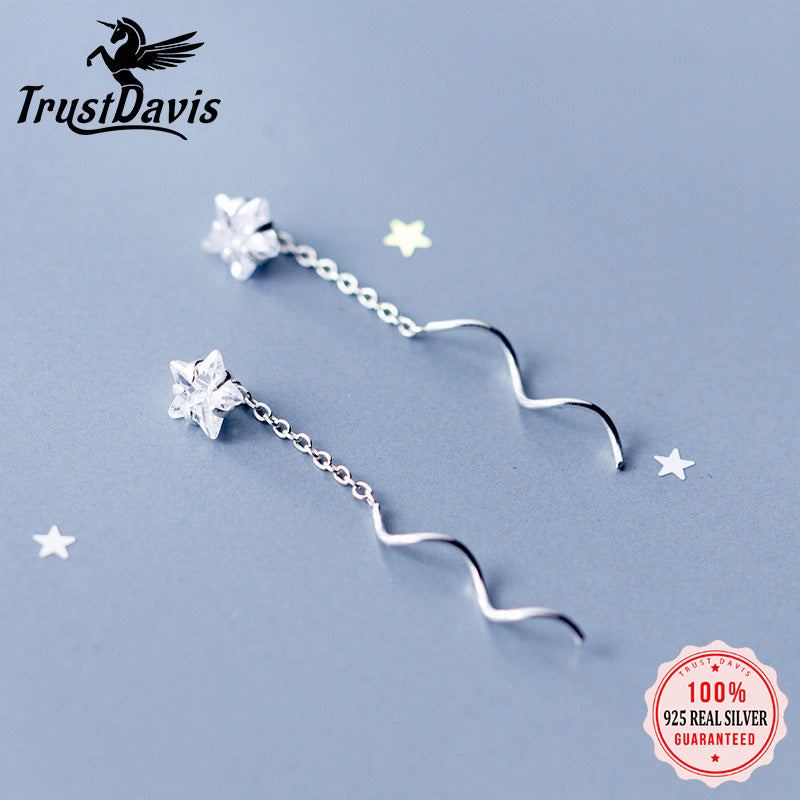 Fashionable Simple Five-pointed Star Zircon Earrings for Women Girls Jewelry Gift DS4318