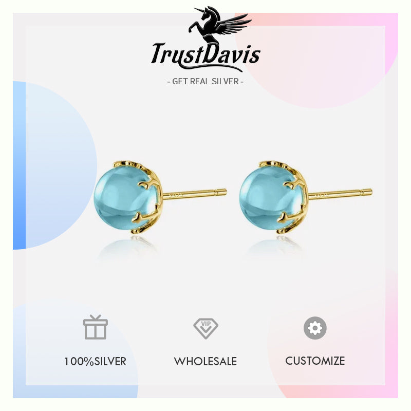 Fashion Round Blue Crystal Stud Earrings DA2973