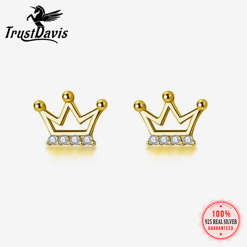 Fashion Cute Queen's Crown CZ Stud Earring DA025