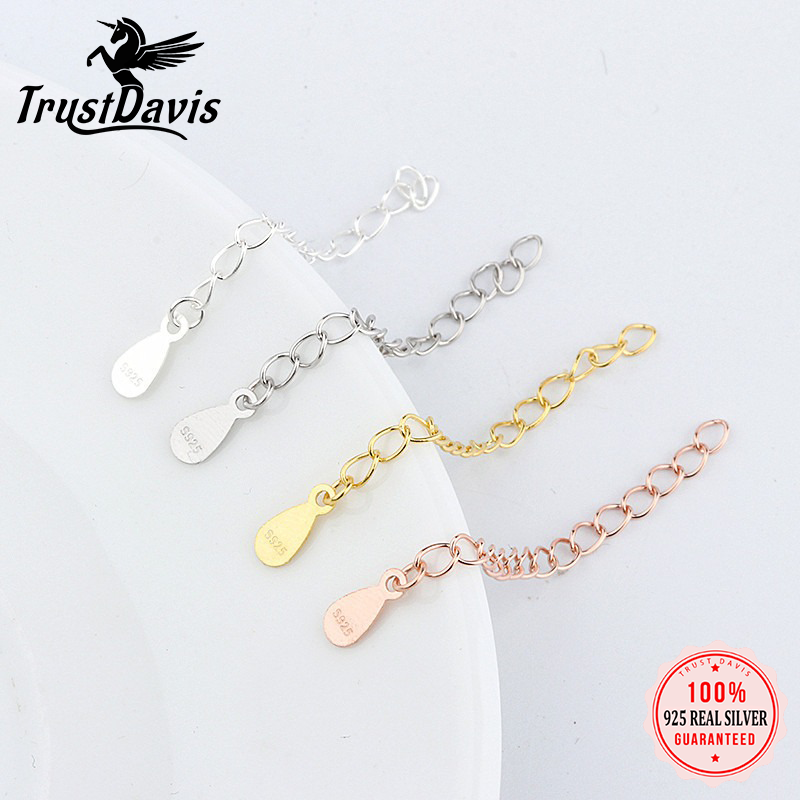 Trusta Authentic S925 Sterling Silver Simple  Necklace Extender Chain 925 Silver Jewelry DS4787