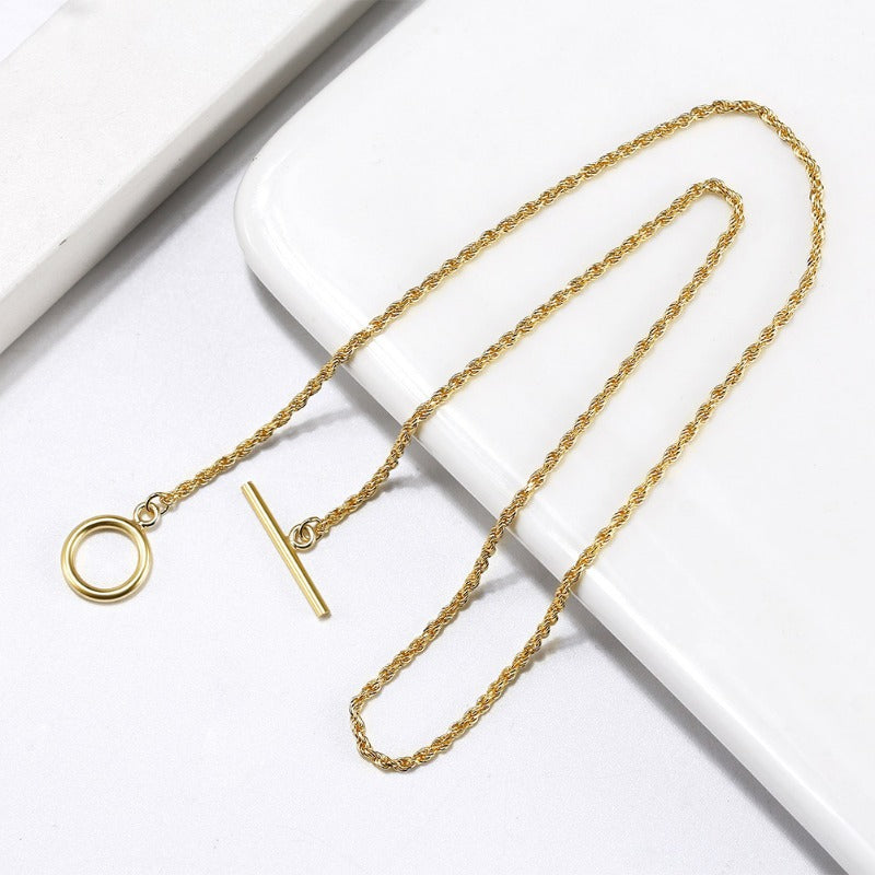 S925 sterling silver necklace twist rope clavicle chain DC28