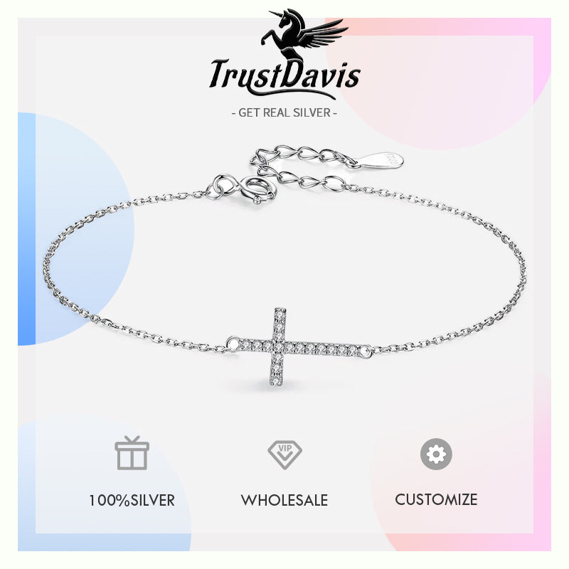 Fashion Sweet Simple Cross Dazzling CZ Bracelet DA1390