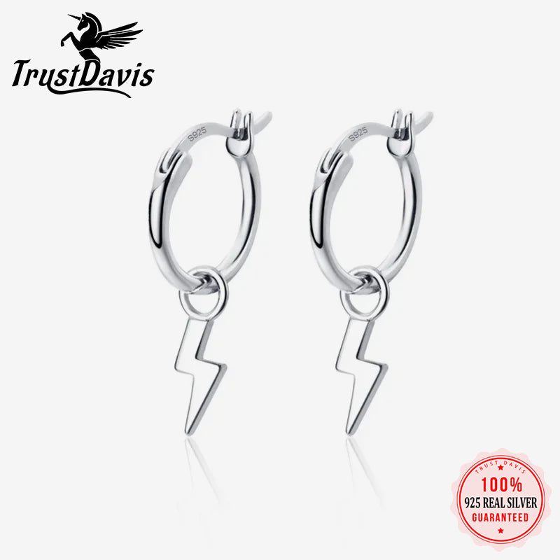 Unique Shaped Piercing Huggie Lightning Hoop Earring DA545