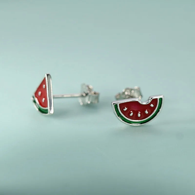 Jewelry Fashion Asymmetric Summer Watermelon Stud Earrings DS572