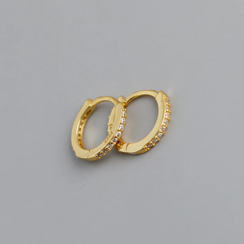 TrustDavis Real 925 Sterling Silver Fashion Sweet Colour Zircon Charm Hoop Earring For Women Wedding Birthday Jewelry DA2682
