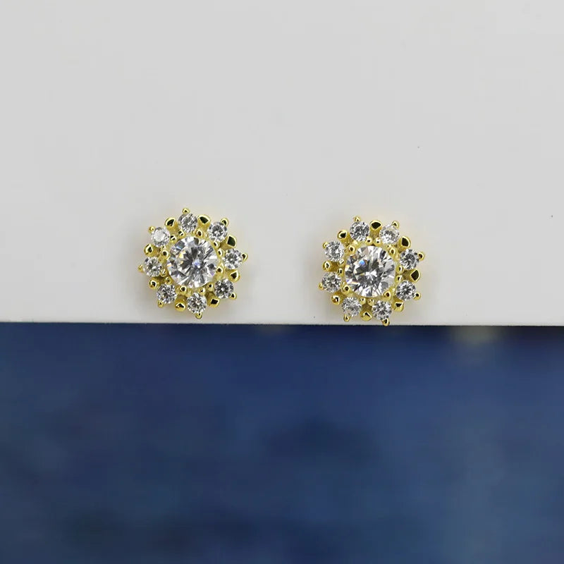 14k Gold Sun Stud Earring L142