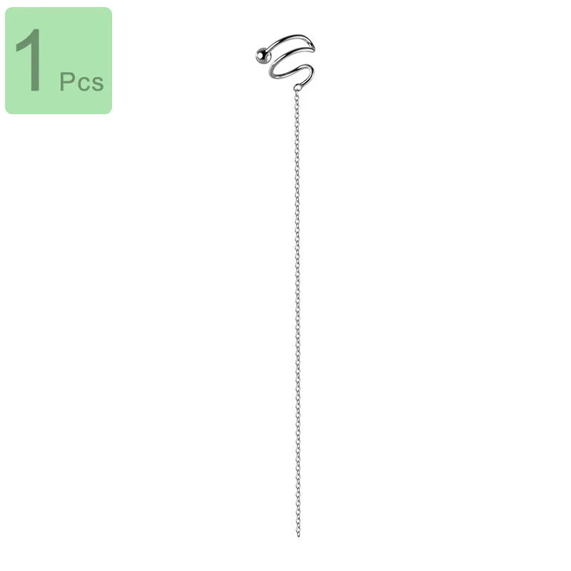 Trustdavis 1Pcs Real 925 Sterling Silver 16cm Ear Line Cuff Clip on Earrings For Women Birthday Present Fine Jewelry DA2357