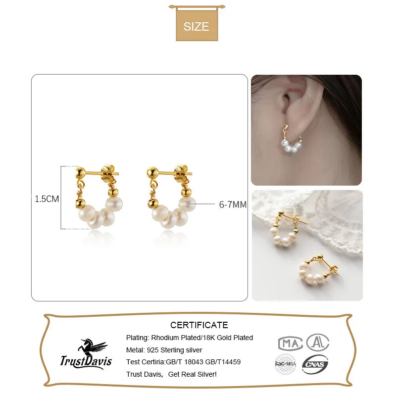 Gold Natural Freshwater Pearl Stud Earrings DA2439