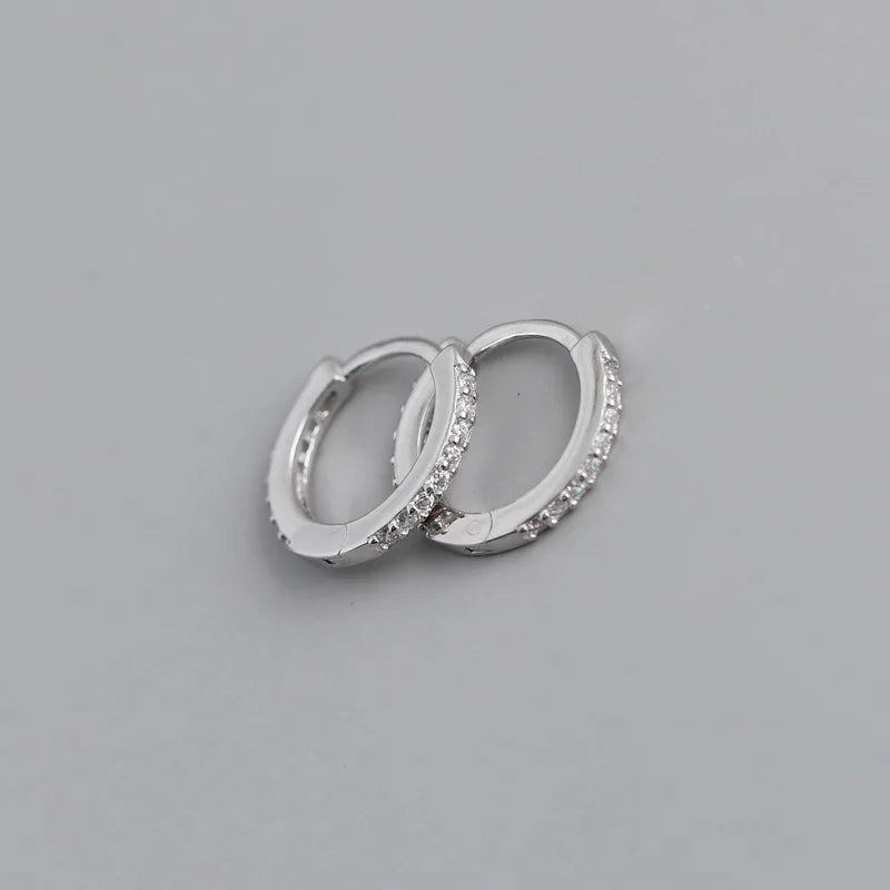 TrustDavis Real 925 Sterling Silver Fashion Sweet Colour Zircon Charm Hoop Earring For Women Wedding Birthday Jewelry DA2682
