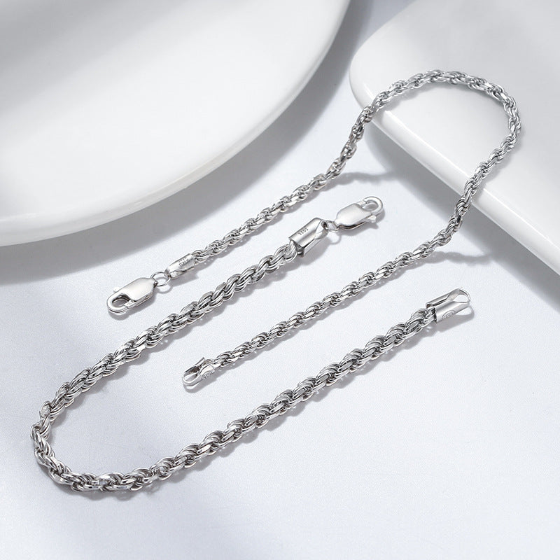 S925 sterling silver necklace twist rope clavicle chain DC28
