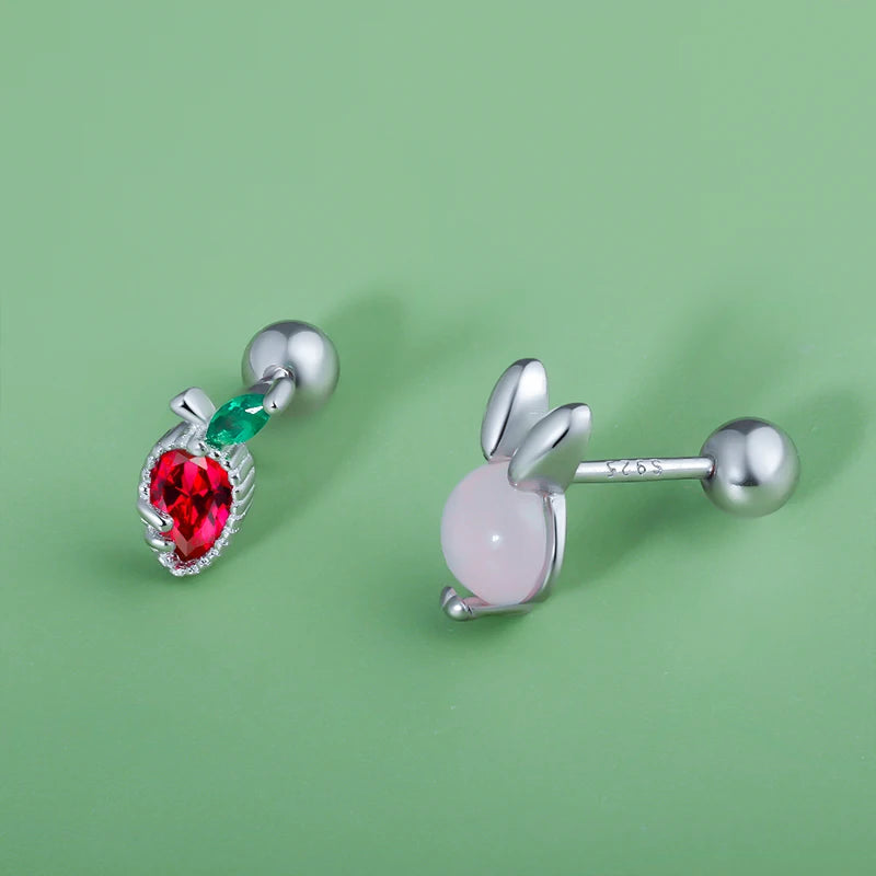 TrustDavis Real 925 Sterling Silver Cute Carrot Rabbit Screw Stud Earrings For Women Young Daughter Birthday Party Gift DS4579