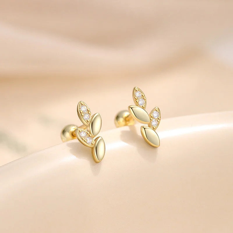 Fashion and Minimalist Leaf Screw Earrings for Women DS4961