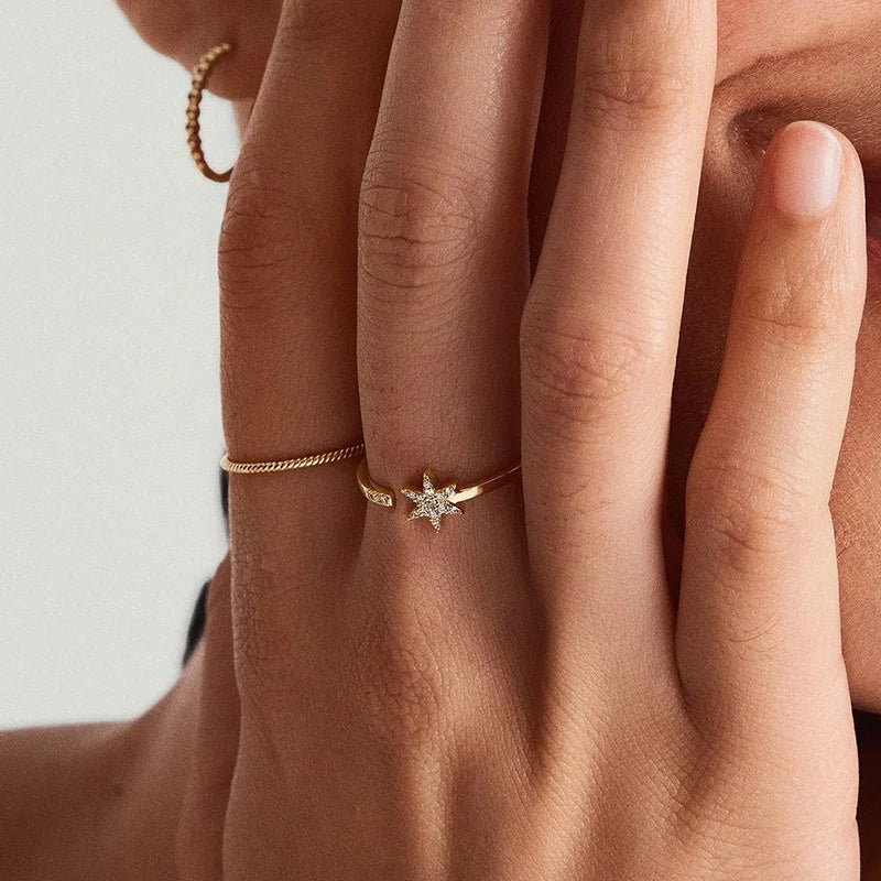 Star-Shaped Zircon Open Ring DS4828